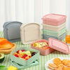 Toast Shaped Portable Lunch Box Sandwich Silicone Bento Box with Lid Student Office School Outdoor Lunch Box Food Container