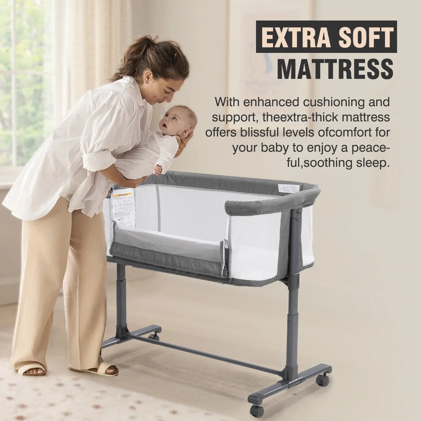3-in-1 Baby Crib, Cradle, Bassinet, Cot, Bedside Sleeper & Travel Cot