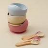 Mamaplan 3PCS Baby Silicone Feeding Set Toddler Suction Bowl Feeding Training Spoon Fork Baby Dishes Plate Baby Accessories