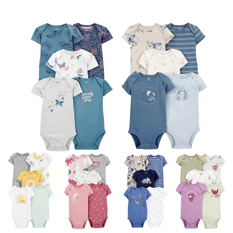 Summer Baby Bodysuits Boy Clothes Fashion Flower Cotton Short Sleeves Newborn Girl Clothing Jumpsuit Infant Outfits 6-24 Months