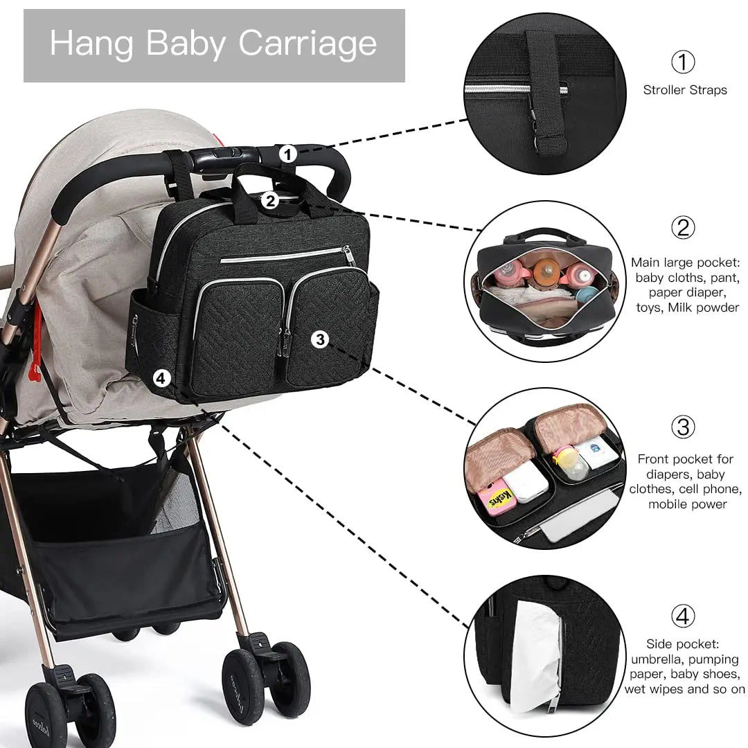 Kono Convertible Baby Changing Bag with Insulated Pockets