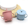 Silicone straw cup with handle, snack cup, multifunctional water cup