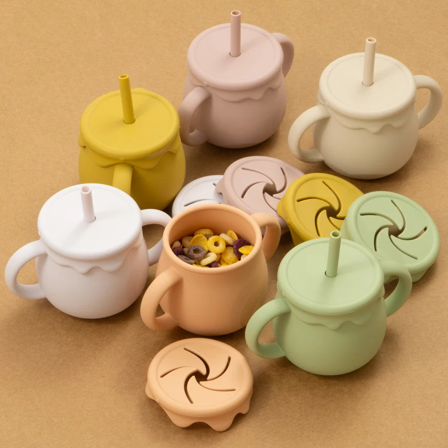 Baby Feeding Food Storage Box Snack Cup Portable Drinking Cup Infant Dual Purpose Sippy Cup Cover Band Newborn Accessories