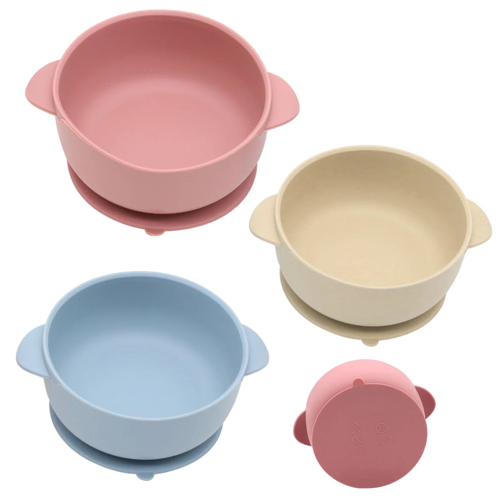 3pcs silicone bowl with lid, food spoon bowl with suction cup, strong suction set