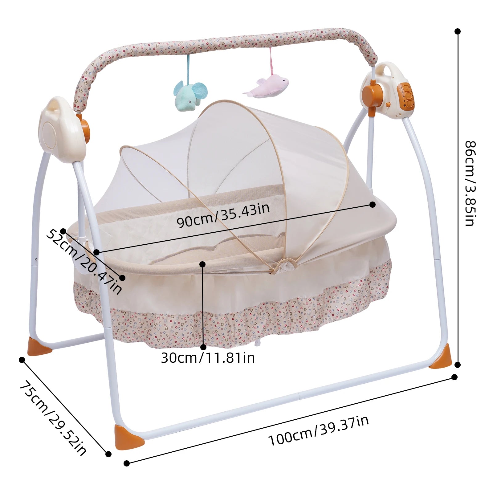 Automatic Rocking Chair Electric Baby Swing Bed Crib Music Cradle Remote control