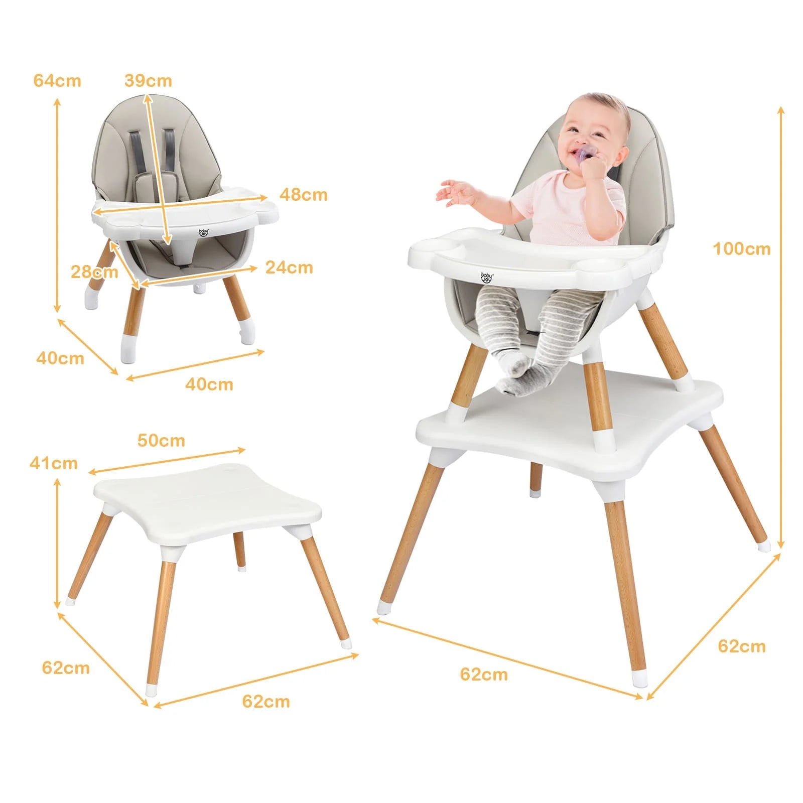 GOFLAME 4-in-1 Baby High Chair