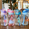 480ML Kids Water Sippy Cup Cartoon Baby Feeding Cup with Straws Leakproof Water Bottle Outdoor Portable Duckbill Straw Cups